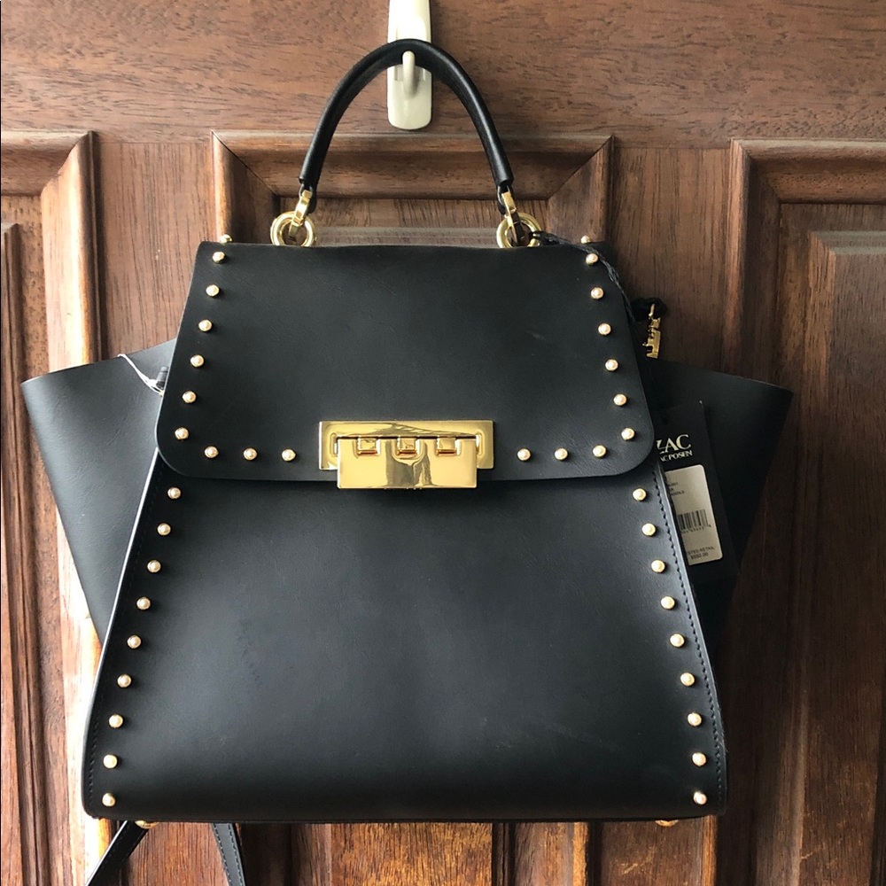 🆕️💥ZAC Posen Loved by Michelle Obama 
Black Leather Top Handle Satchel